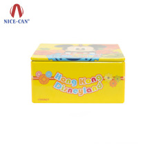 Children's small metal empty toys tin container Wholesale square cookie biscuit gift packing tin box with double lid